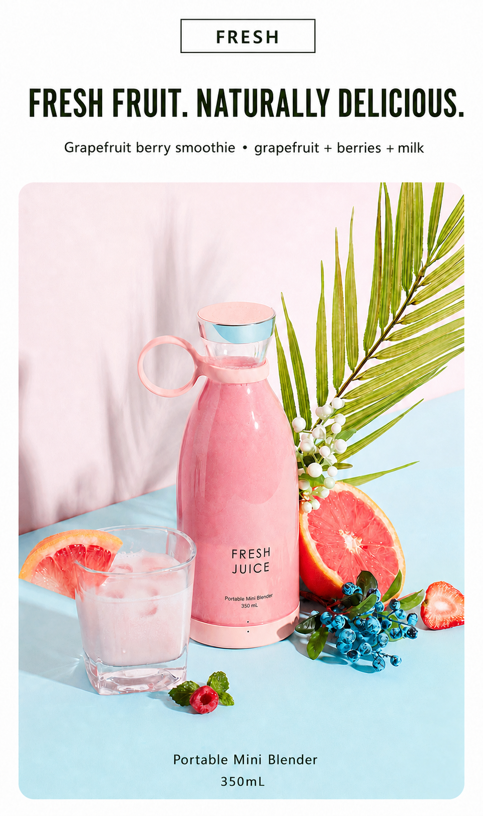 Fresh fruit smoothie made with juiceGo